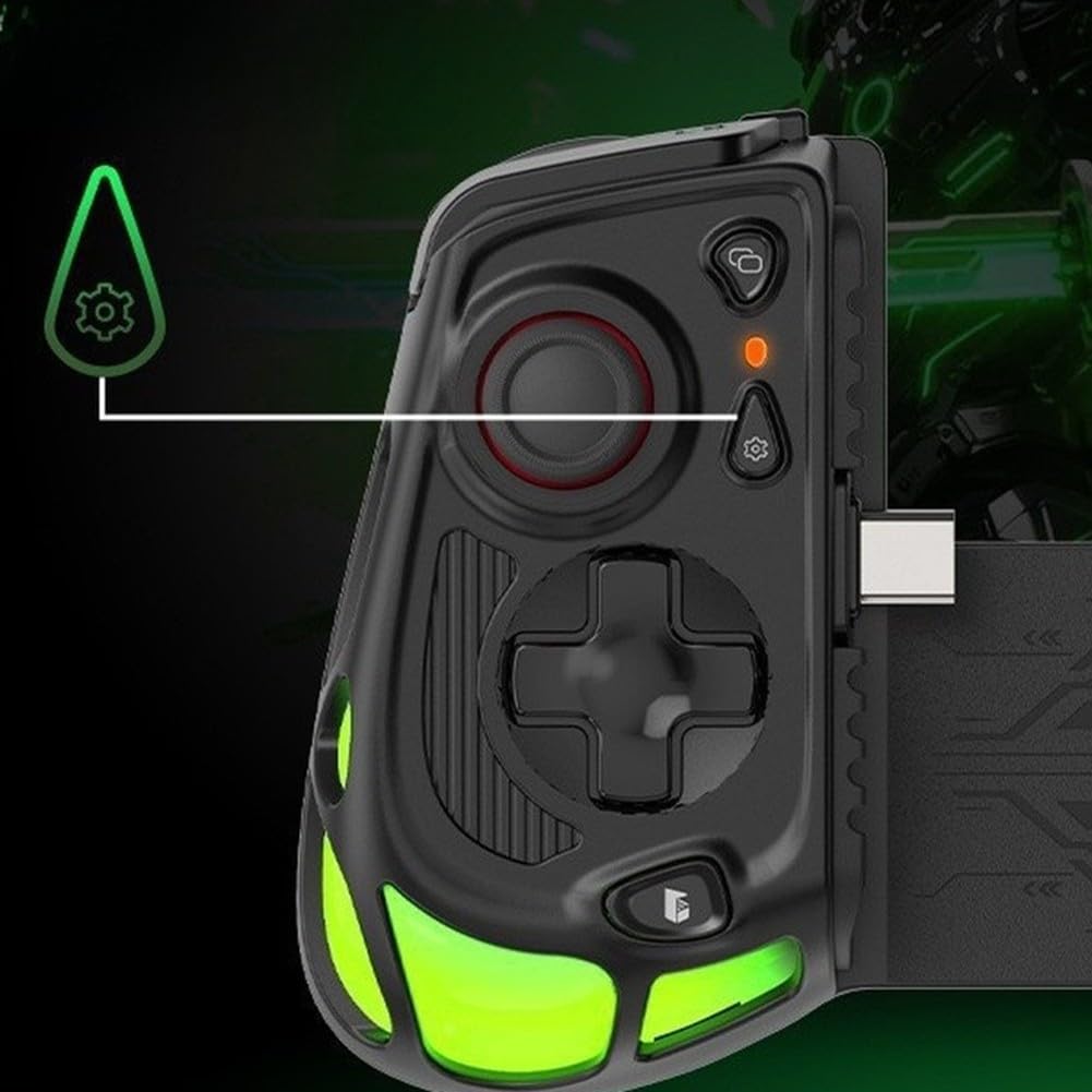 Hoppipola Controller di gioco ergonomico per Android e iOS, joystick Dual Hall per un controllo preciso, impugnatura portatile in ABS, colore nero