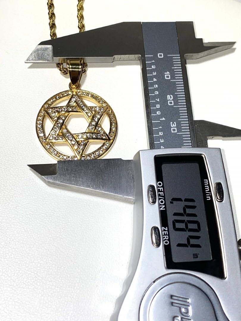 Star of David & Eye of Horus Pendant Necklace – Men & Women 14k Gold Filled, Iced Out 6-Point Pyramid Medallion, 925 Italy Stainless Steel, 2.5mm Rope Chain
