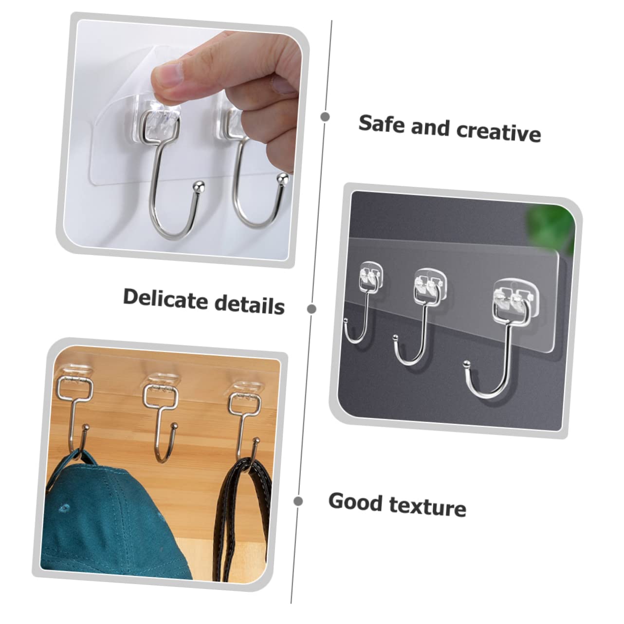VASDEV 12 Ganchos de Pasta Fuerte, Perchas de Metal para Abrigos, Perchas de Metal para Sombreros de Alta Resistencia, Ganchos autoadhesivos para Colgar en la Pared, Colgador de almacenam