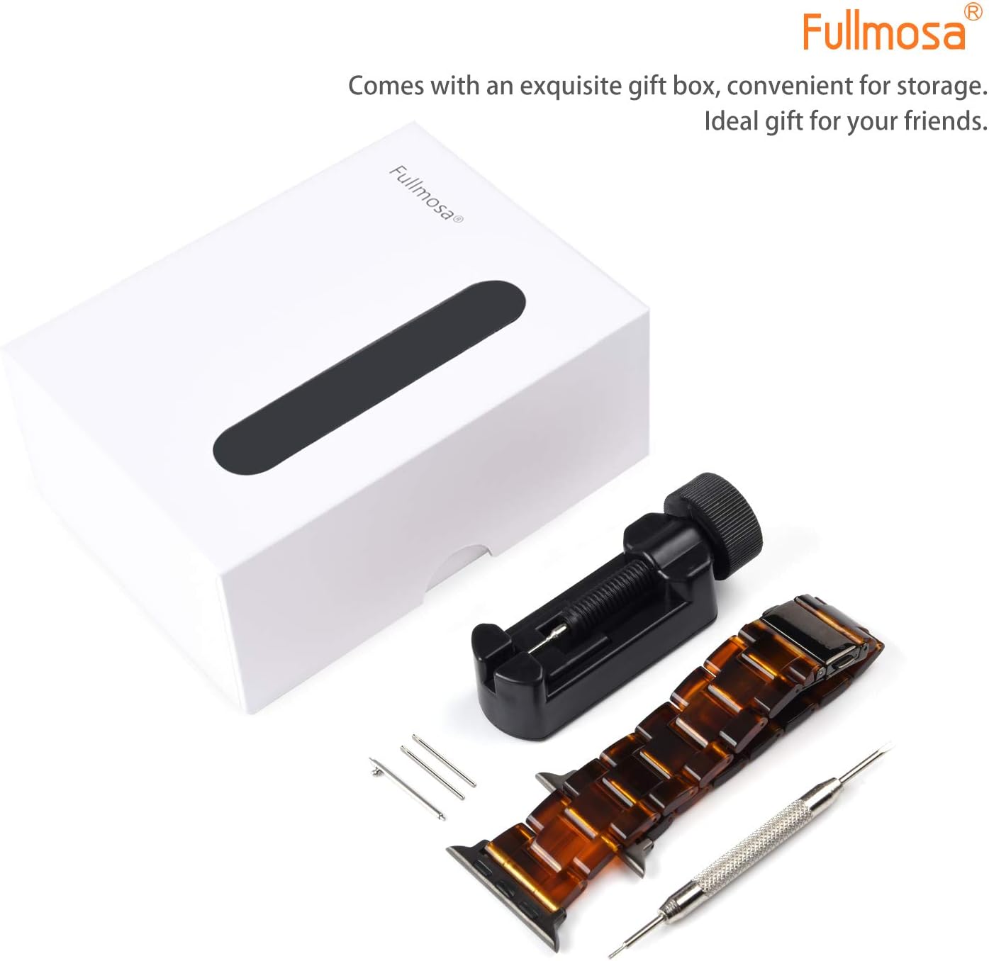 Fullmosa Compatible Apple Watch 38mm 40mm 41mm 42mm 44mm 45mm, Bright Resin Apple Watch Band for iWatch SE   Series 7 6 5 4 3 2 1, Nike+, Edition, Sport, Dark Amber (Smoky Grey Hardware) 38mm Image