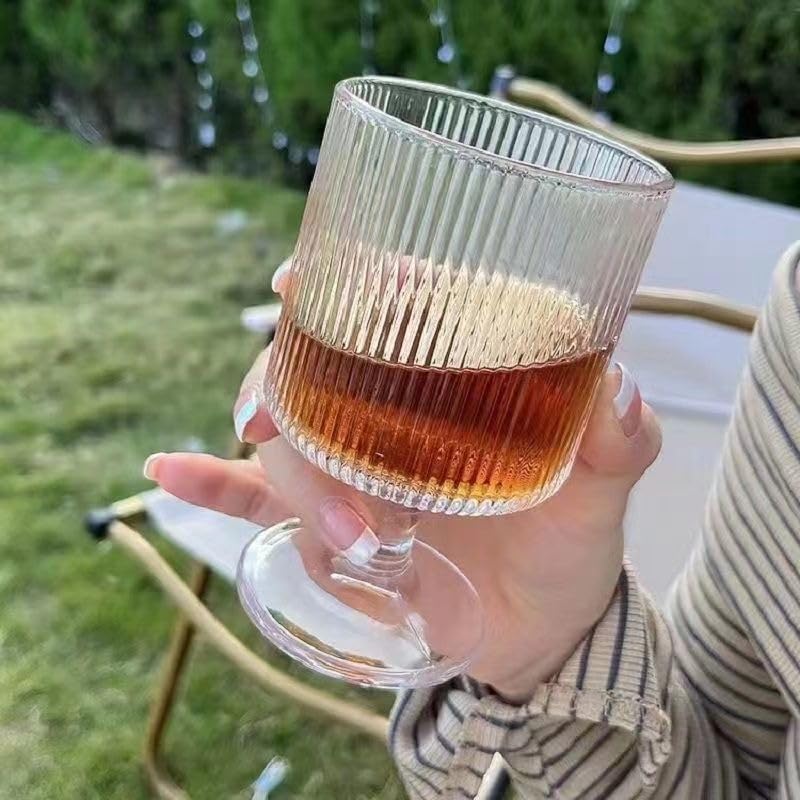 Avastro Wine Glasses Clear All Purpose Water Goblet,Origami Style Short Stemware 240ml Glass Beverage Goblets for Juice,Cocktail,Wine,Party Pack of 2 3