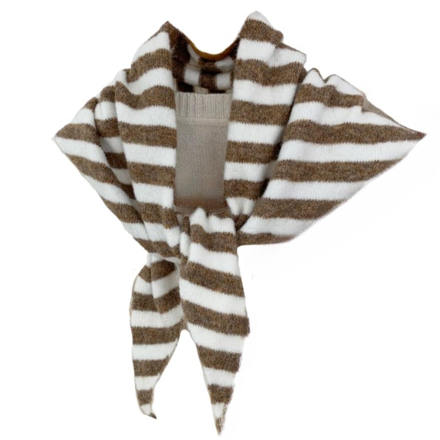 ThiCc Stripe Knitted Triangle Scarf for Women - Y2k Aesthetic Headscarf Shawl Cozy Neck Warmer Versatile Head Wrap Cottagecore Streetwear Stylish Fall Winter Accessories (Brown)