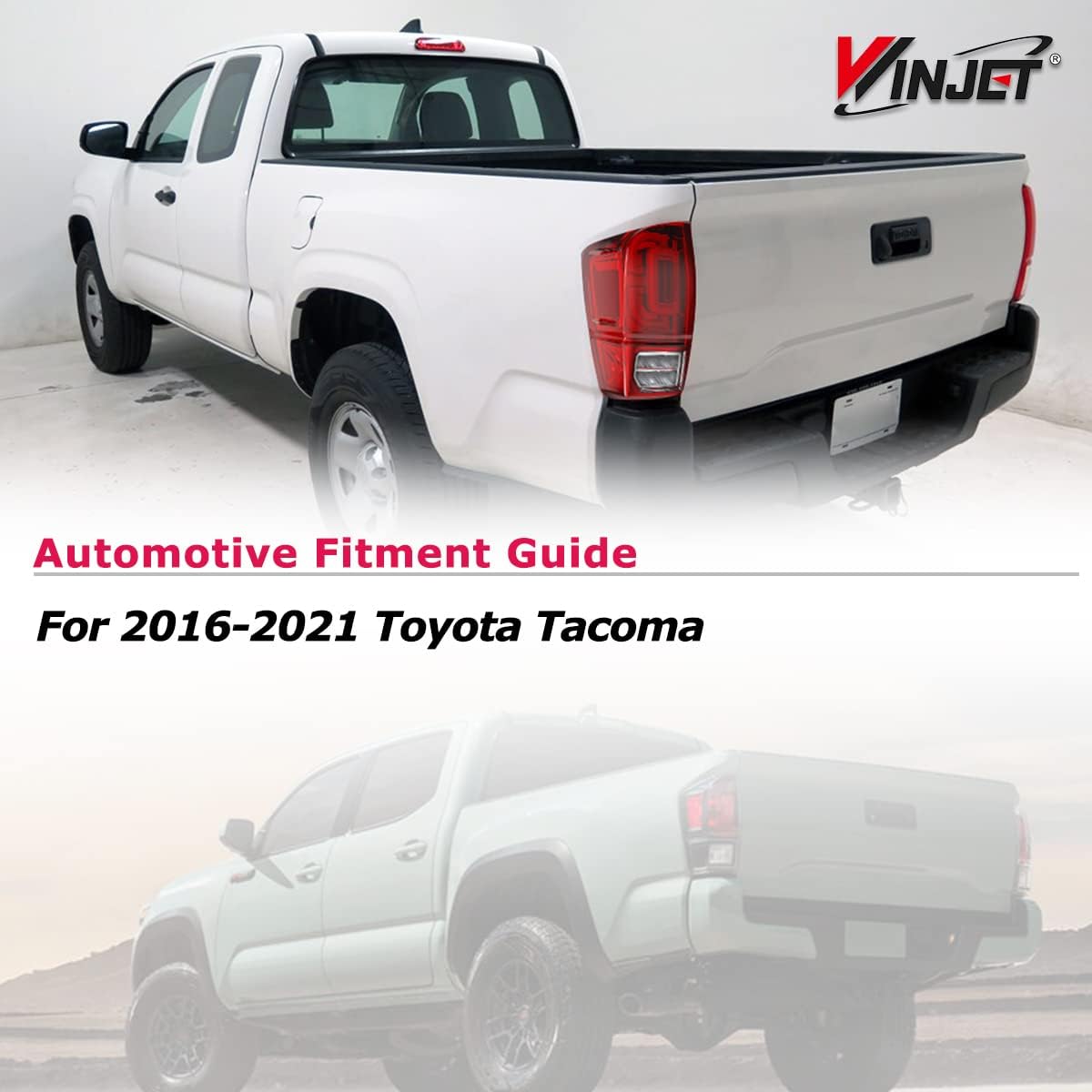 Winjet LED Tail Light Assembly for 2016-2022 Toyota Tacoma DRL Taillights Rear Lights with Sequential Turn Signal, Driver and Passenger side Red Lens