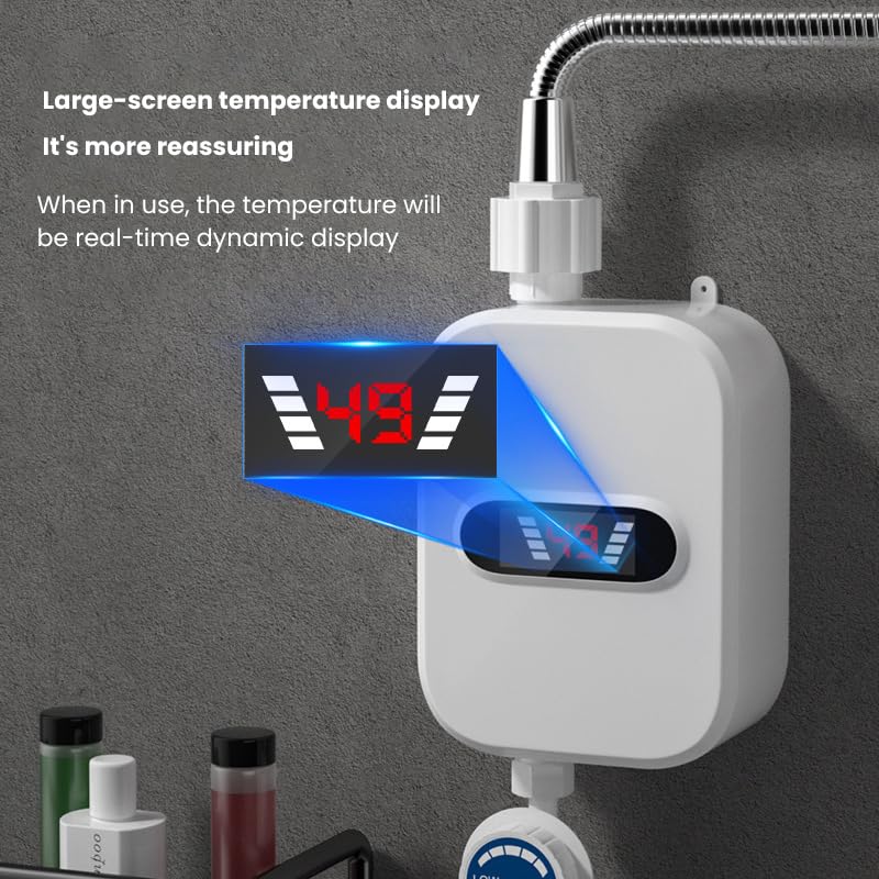 Tankloze elektrische mini-boiler, 220 V, 3000 W, onder de gootsteen, mini-elektrische doorstroomboiler zonder reservoir voor het wassen van de badkamer keuken (EU -stekker) (wit