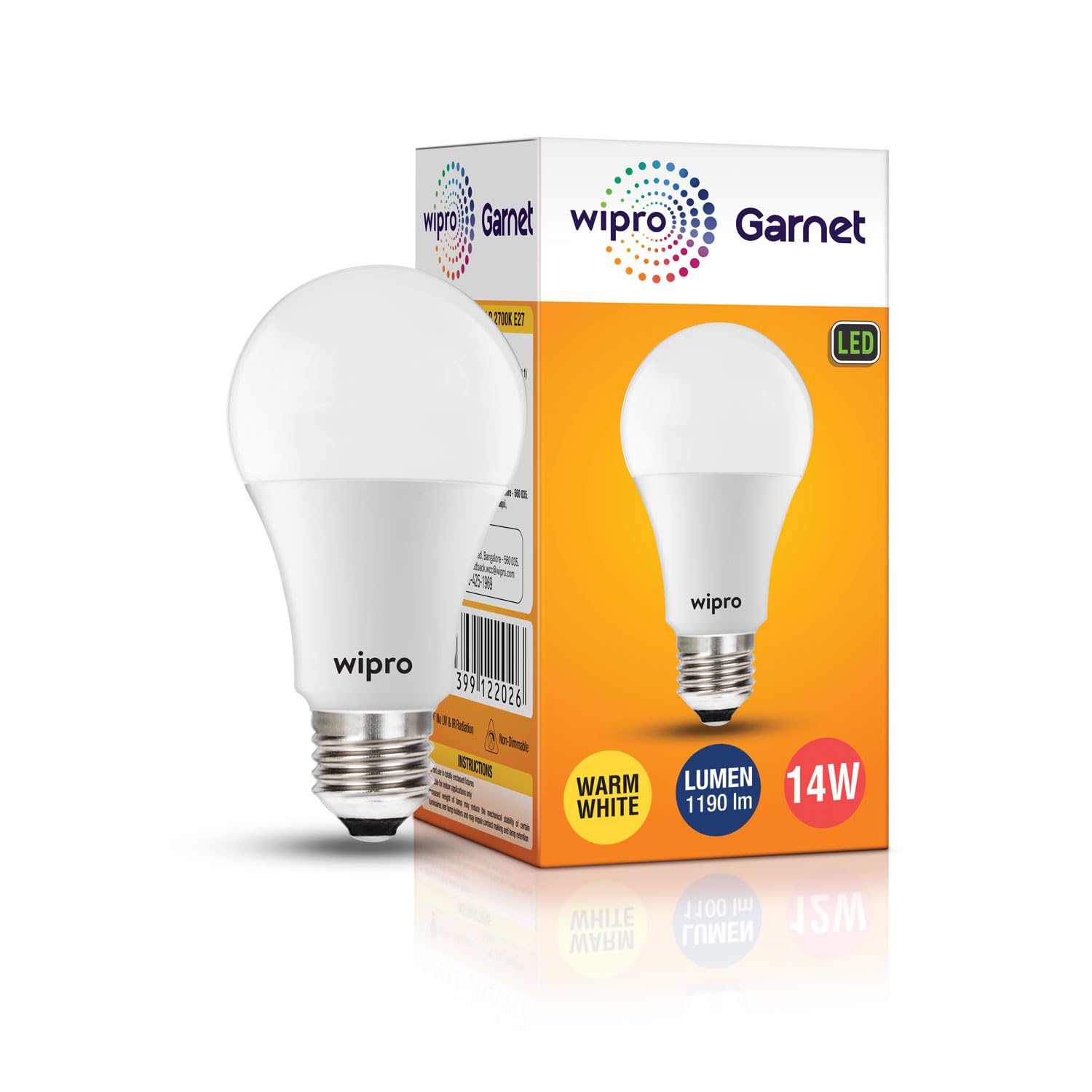 wipro Garnet 14W LED Bulb for Home & Office |Warm White (2700K) | E27 Base|220 degree Light coverage |4Kv Surge Protection |400V High Voltage Protection |Energy Efficient | Pack of 1-image-6