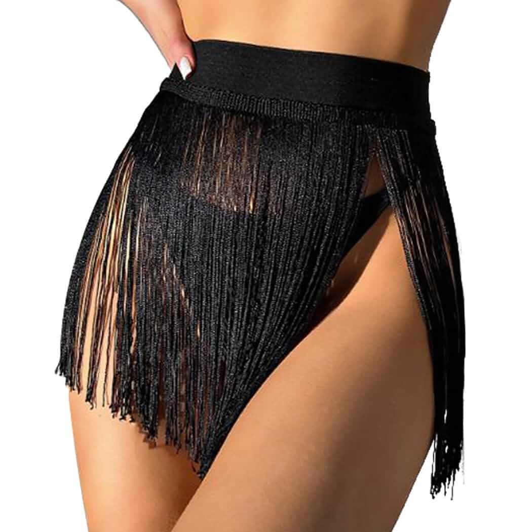 TWINKLEDE Fringe Skirt Cowgirl Mini Skirts Festival Rave Cover Up for Women