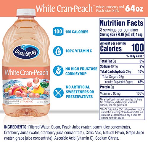 Ocean Spray White Cran-Peach Juice Drink, 64 Fl Oz Bottle #TOP4