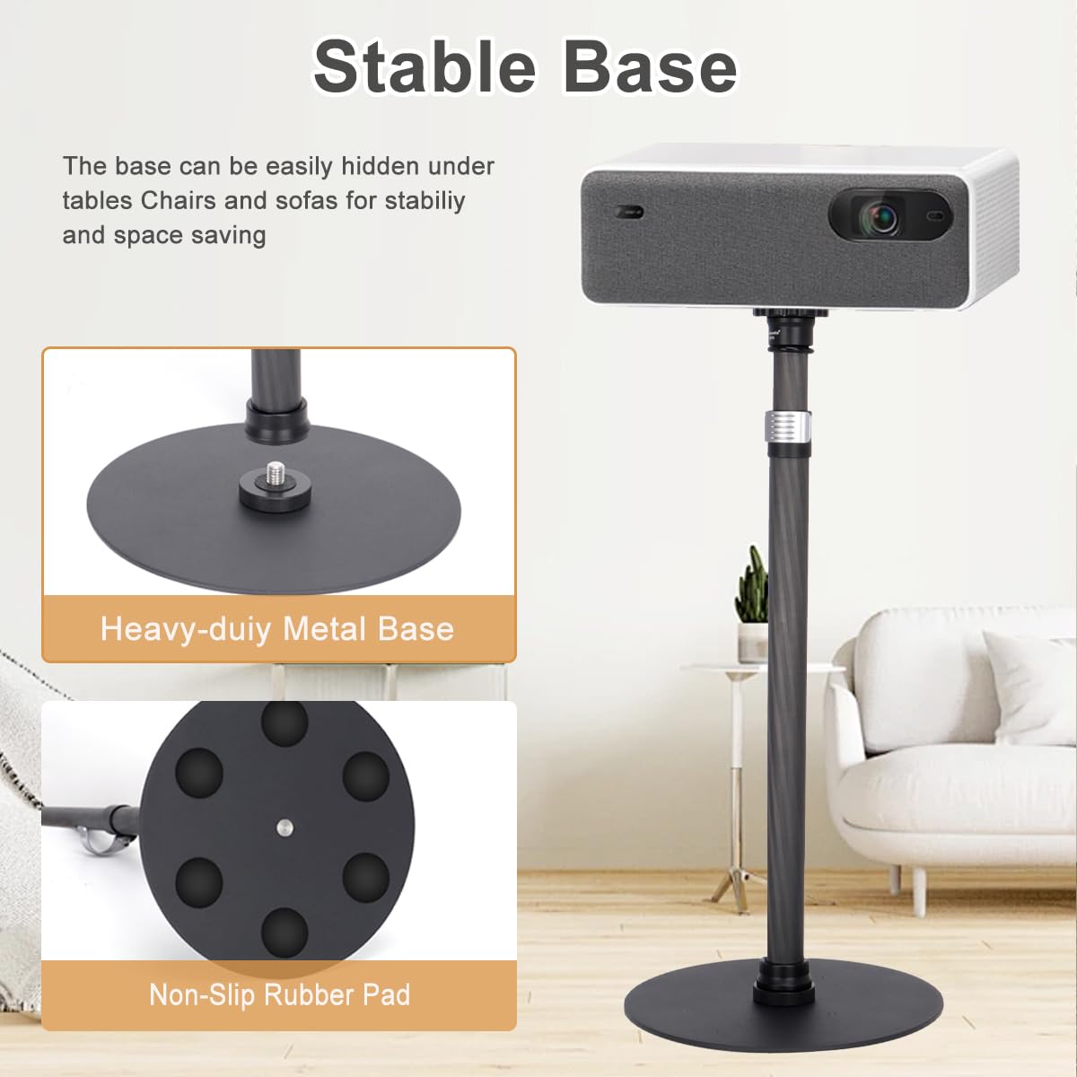 Koolehaoda Monopiede con Base Rotonda da 40-71cm, Monopiede da Tavolo, Tubo da 25mm in Fibra di Carbonio, Treppiede da Tavolo per Canon, Sony, Nikon Fotocamere e Luce Video (ST-2070)