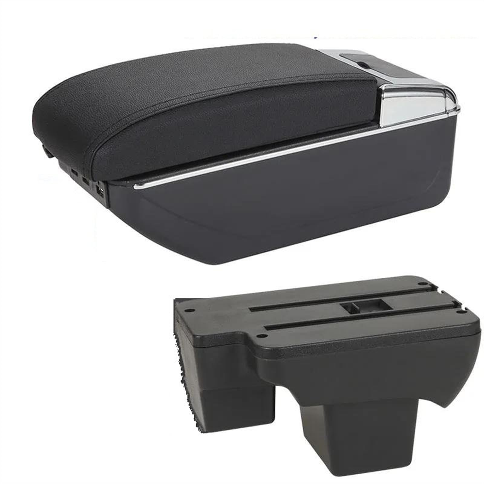 NOHEEU Armrest Box Car Dedicated Retrofit 2020-2024 Storage Parts Accessories For Polo(A2 Black black 7USB)
