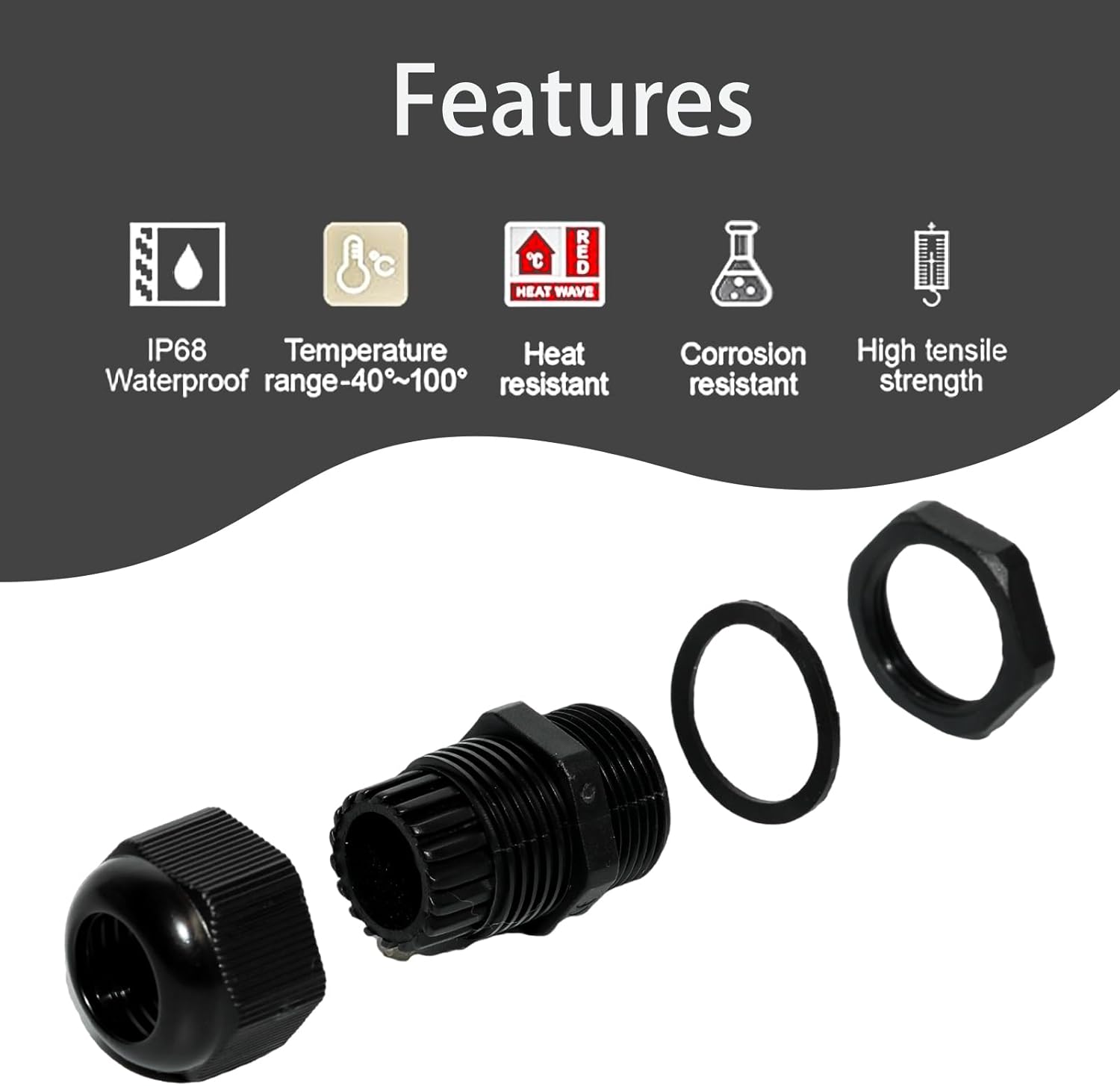 Lilaly 20 Pcs Cable Glands, Cable Gland Waterproof, Cable Gland, Plastic Cable Gland (PG13.5 M2O *20 with 20 pcs Gasket)