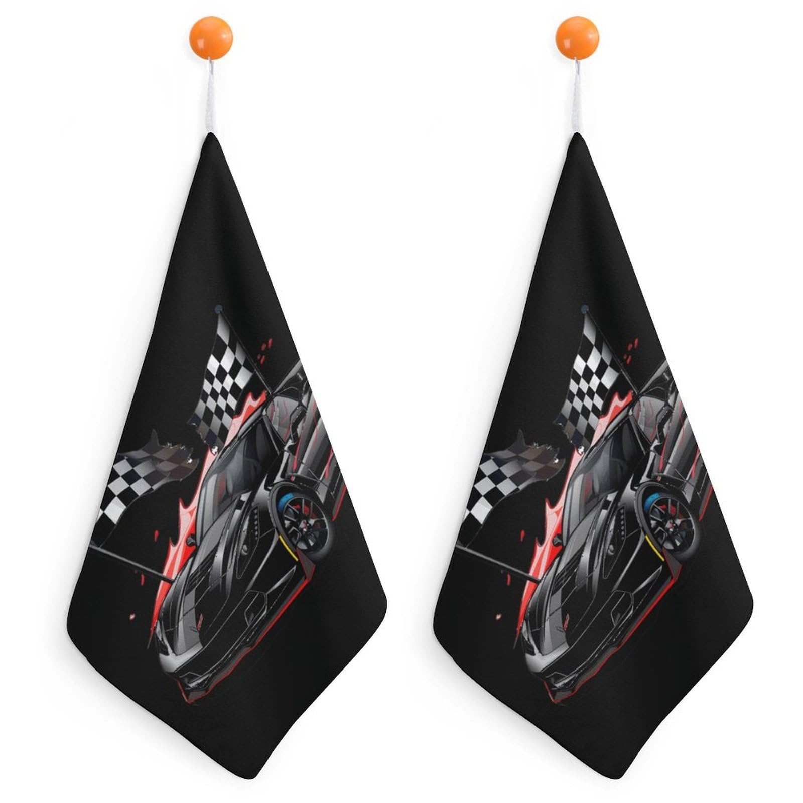CGSBNGHA Car Racing Automobile Sport Racer Checkered Flag Hand Towel Hanging Face Towels Cleaning Cloths Handkerchief for Bathroom Kitchen