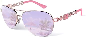 FONHCOO Sunglasses for Women Men Mirrored Sunglasses Round Metal Frame UV Protection