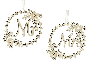 Floral Wooden Mr and Mrs Wedding Chair Signs, Bride and Groom Decor