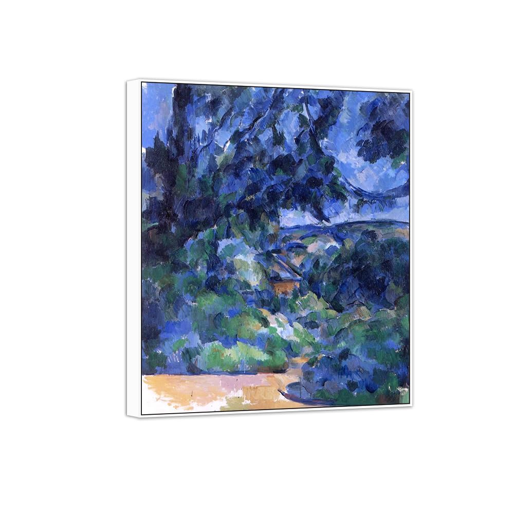 SDYSKKUG Canvas Wall Art Picture Decor Landscape 3 by Paul Cezanne 72x60cm White Frame