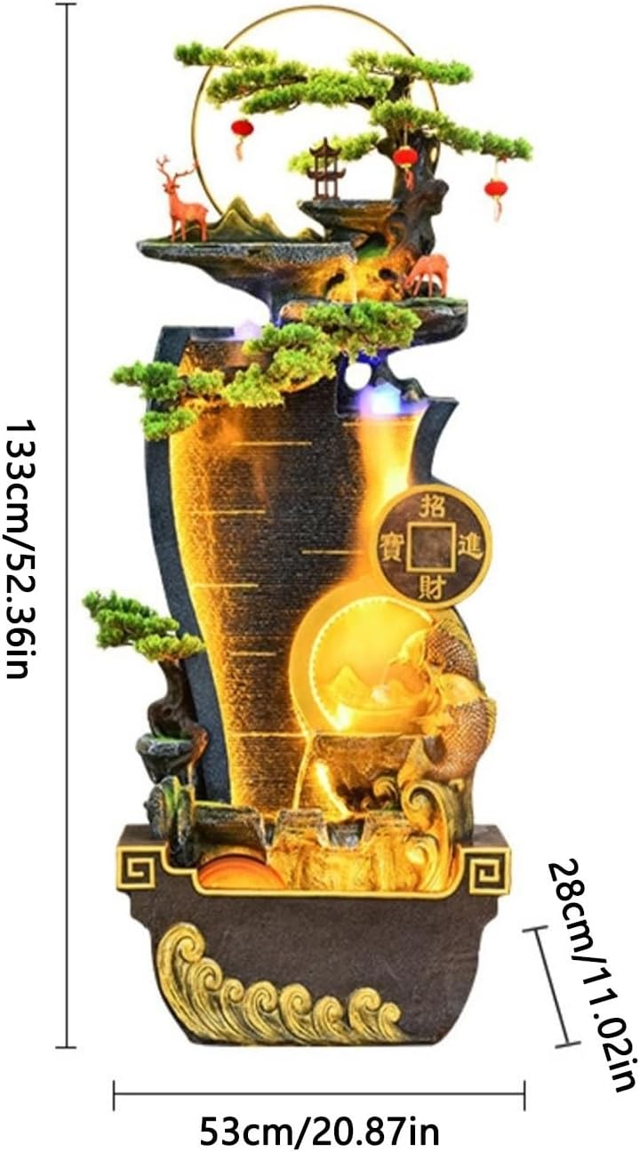 Outdoor Fountain Flowing Water Wealth Ornament - A Circulating Water Fountain for Feng Shui Wheel, Standing Floor Fountain for Living Room, A Gift for Company Grand Opening Ceremonies Backyard Decorat