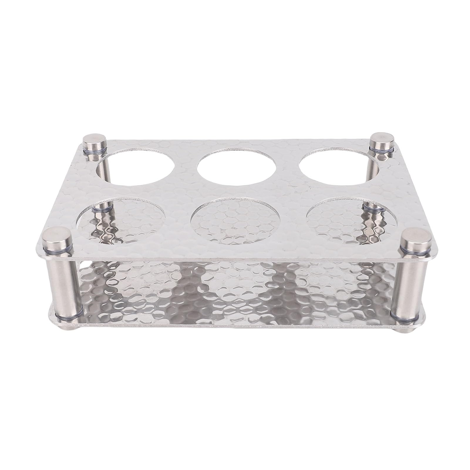 Bandeja de Soporte de Vidrio de Acero Inoxidable de 6 Orificios, Bandeja Duradera para Servir Tazas para Bar, Cocina, Fiesta y Club (Plata 2x3=6 Agujeros (Apertura de 3,8 cm/1,5)