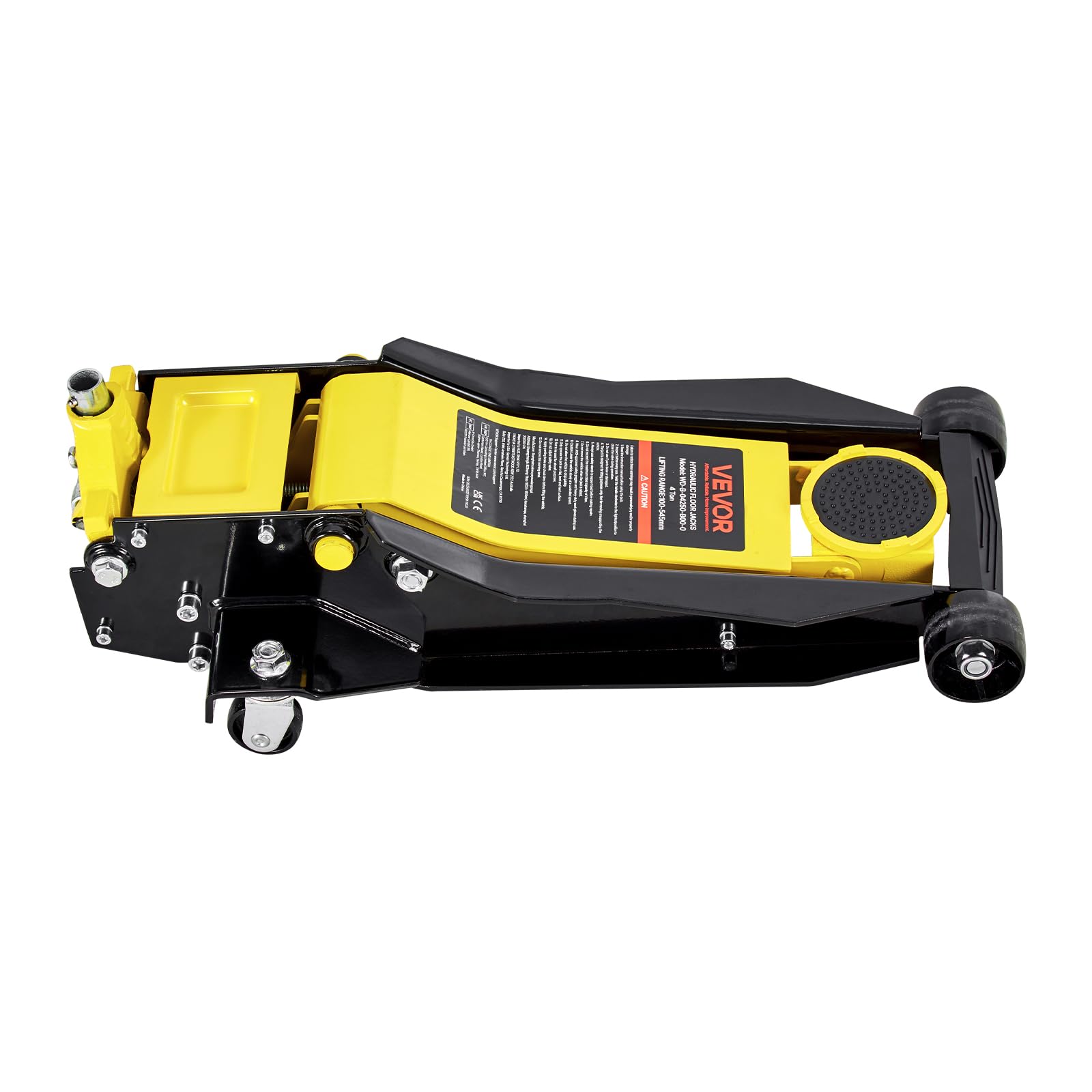 VEVOR Cric Hydraulique Rouleur 4 tonnes, Cric de Plancher à Profil Bas avec Plage de Levage 10-54,5 cm, Pompe de Levage Rapide à Double Piston, pour Lever Camion SUV Entretien Automobile Atelier