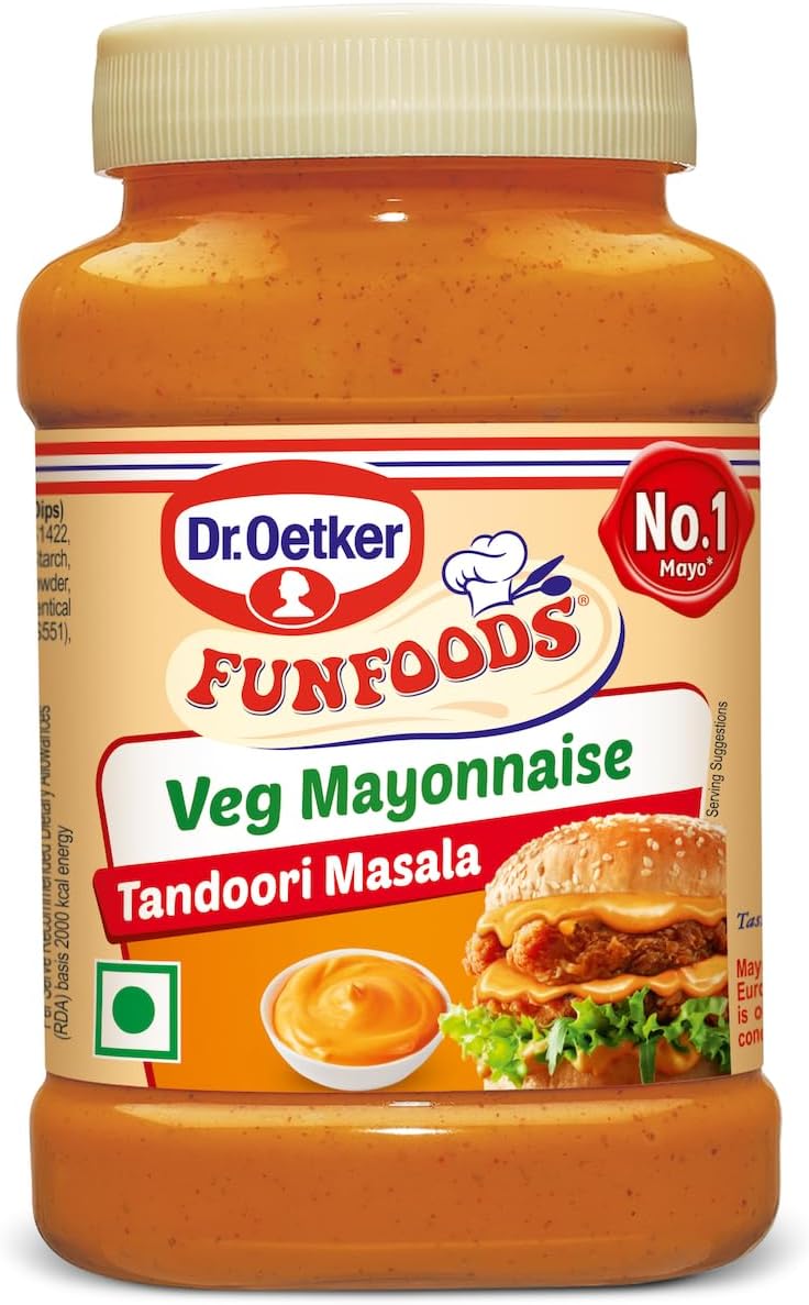 Tandoori Masala Mayonnaise, 245g/250g | Desi-Style Creamy & Spicy Mayo | 100% Vegetarian | No Cholesterol or Trans Fat | Ideal for Sandwiches, Rolls, Wraps, Dips & Indian Street Snacks (weight may vary)