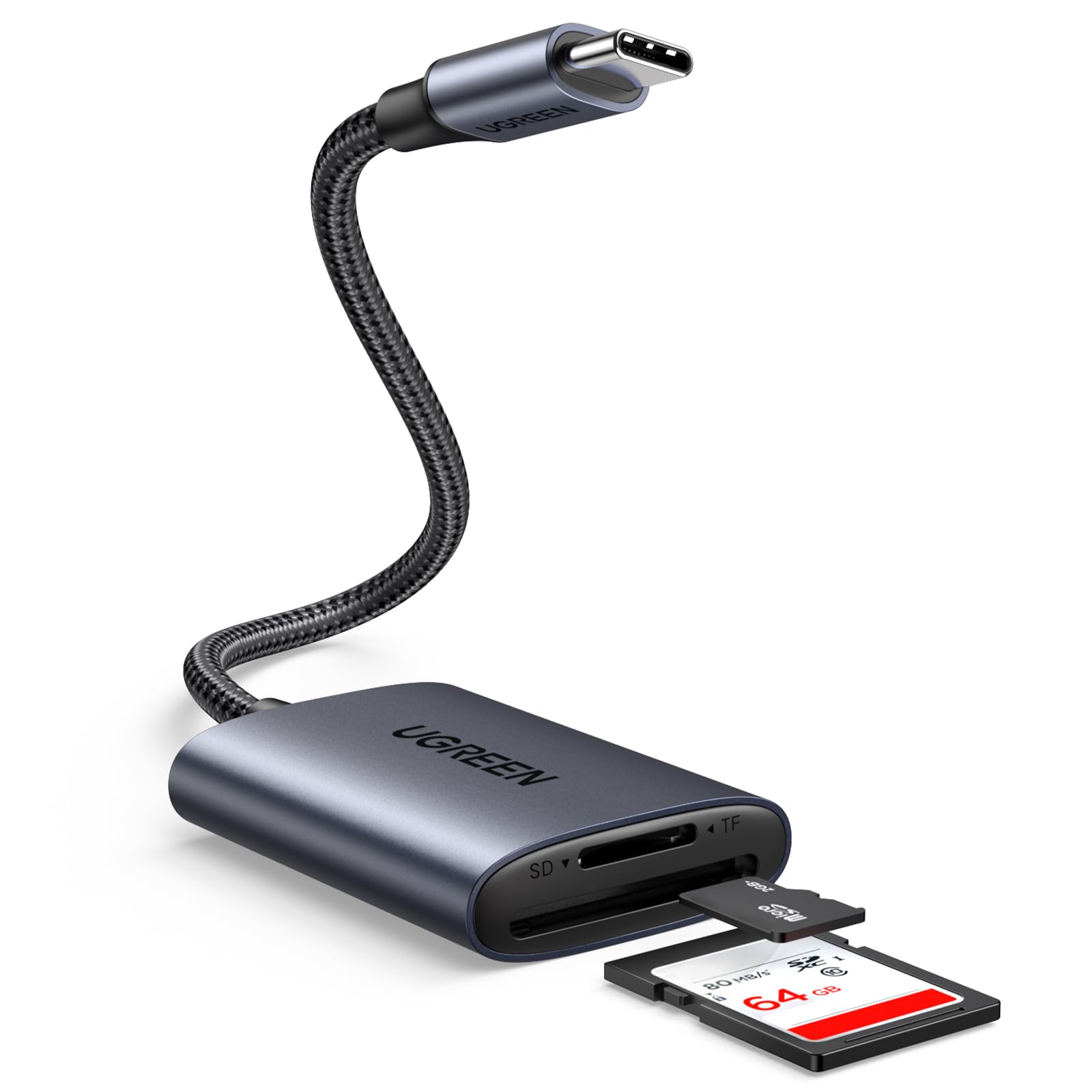 UGREEN USB C 170 MB/​s Lector de Tarjetas SD Micro SD TF Adaptador Micro SD Tipo C OTG SD Card Reader Aluminio Compatible con iPhone 17 Pro MAX Air MacBook Pro Air iPad Pro Galaxy S25 S24 (SD 3.0)