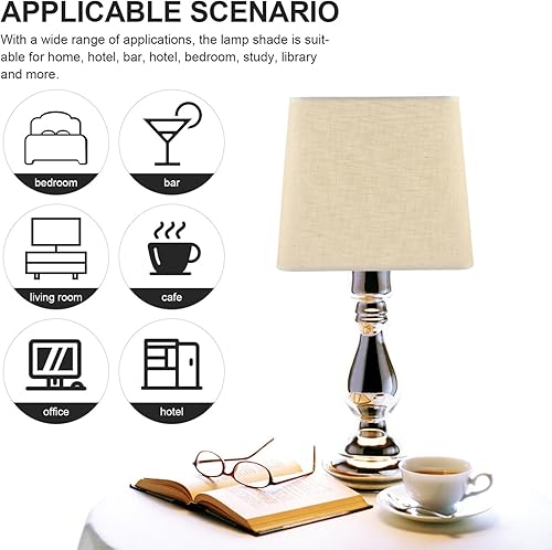 Miniatura 5 de Holibanna Pantalla de tela de tela, pantalla cuadrada vintage para lámpara de tambor, pantalla de repuesto para lámpara de araña, cubierta de luz de