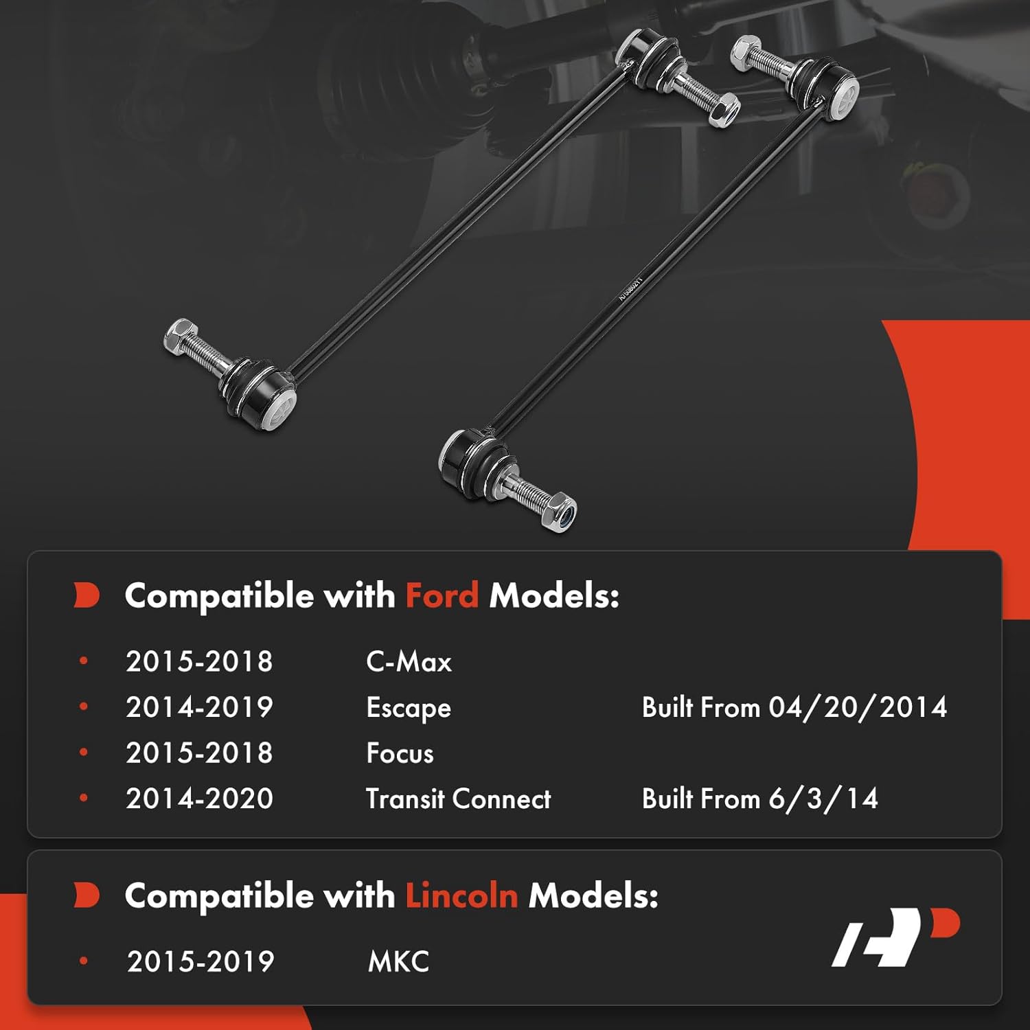 A-Premium 2 x Front Sway Bar Links Stabilizer Bar Links, Compatible with Ford Escape 14-19, Focus 15-18, Transit Connect 14-20, C-Max 15-18, Lincoln MKC 15-19