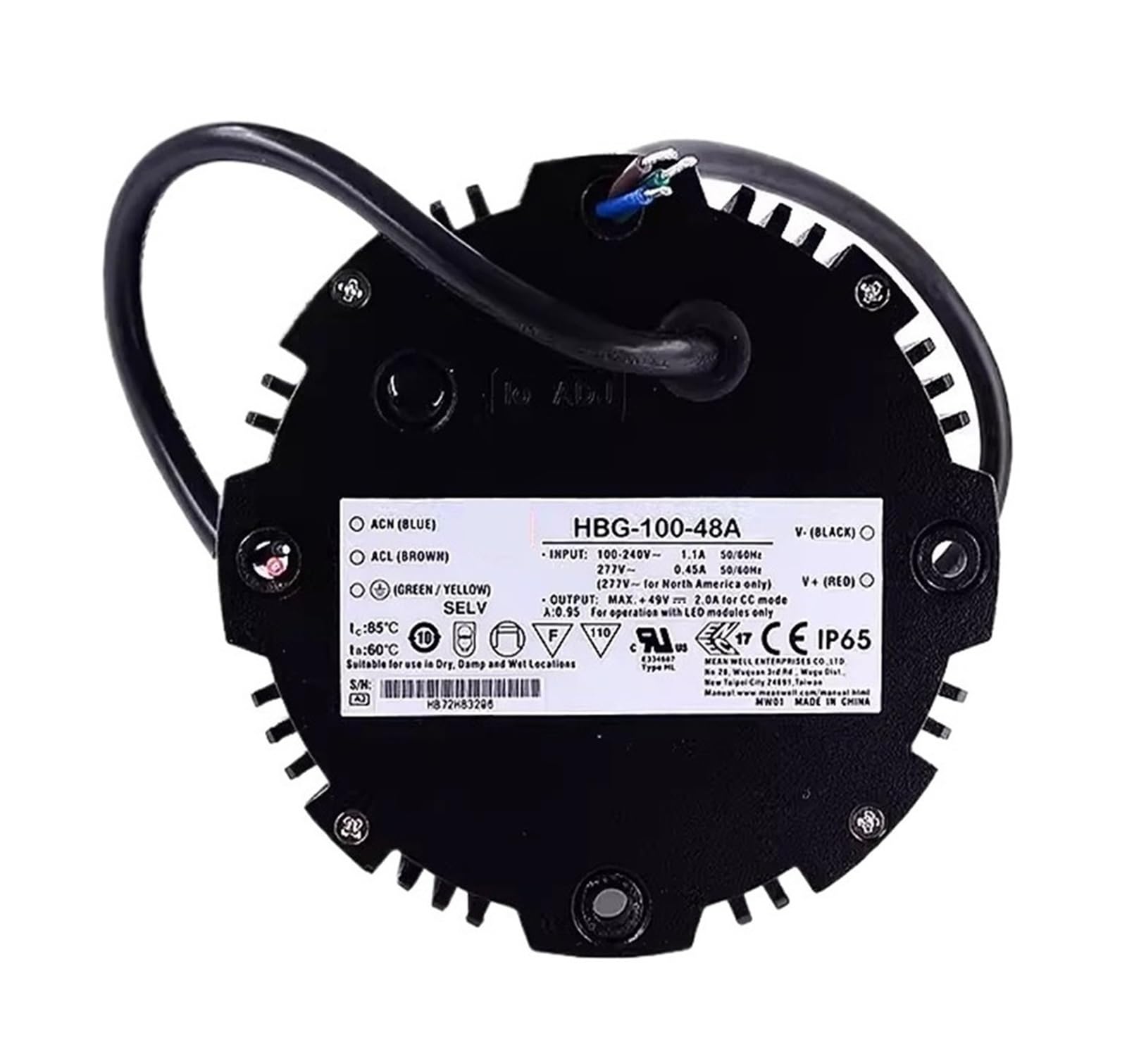 SWEWDSQG Switching power supply HBG-100-24A/36A/48A/60A/24B waterproof constant current adjustable HBG-100-24A(HBG-100-60A)