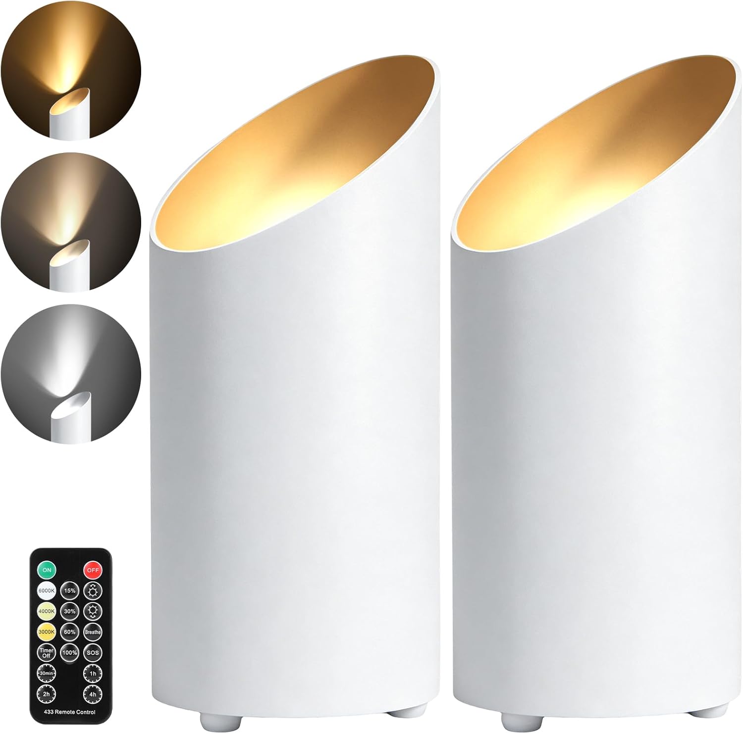 Wireless Battery-Operated Floor Can Light - 6000K LED Up Lights with Timer and Remote , 3 Color Temperatures and Dimmable Uplighting Spotlights ,Ideal for Indoor Corners, Sofas, Plants, and Wall Art