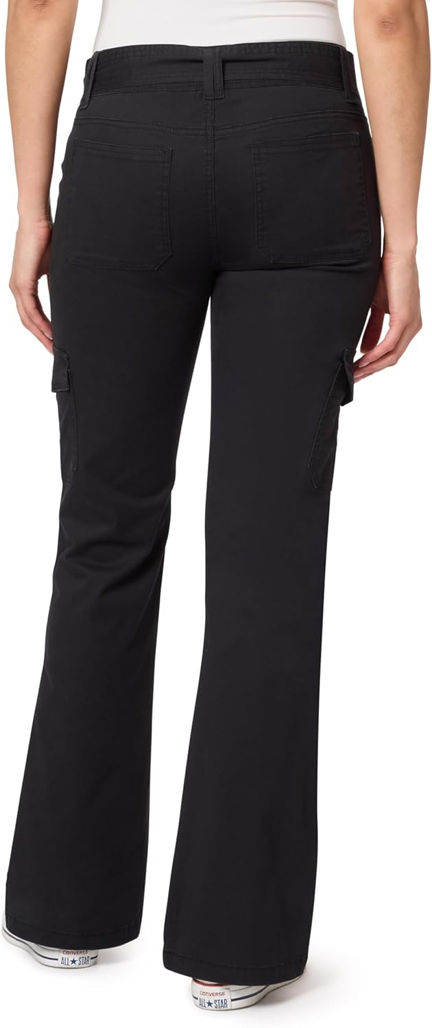 WallFlower Women's Feisty Curvy Cargo Flare Low Rise Belted Insta Stretch Juniors Pants