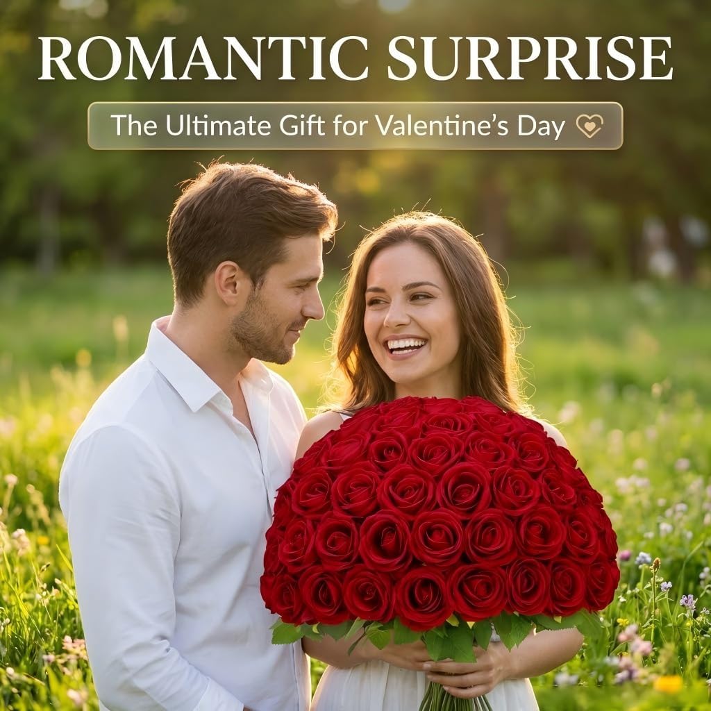 Waipfaru Red Roses Artificial Flowers Bulk, Real Touch Velvet Roses with Wrapping Paper, 50 Pcs Fake Flowers for Wedding Centerpieces Bridal Bouquet Valentines Mothers Day Decor - Image 3