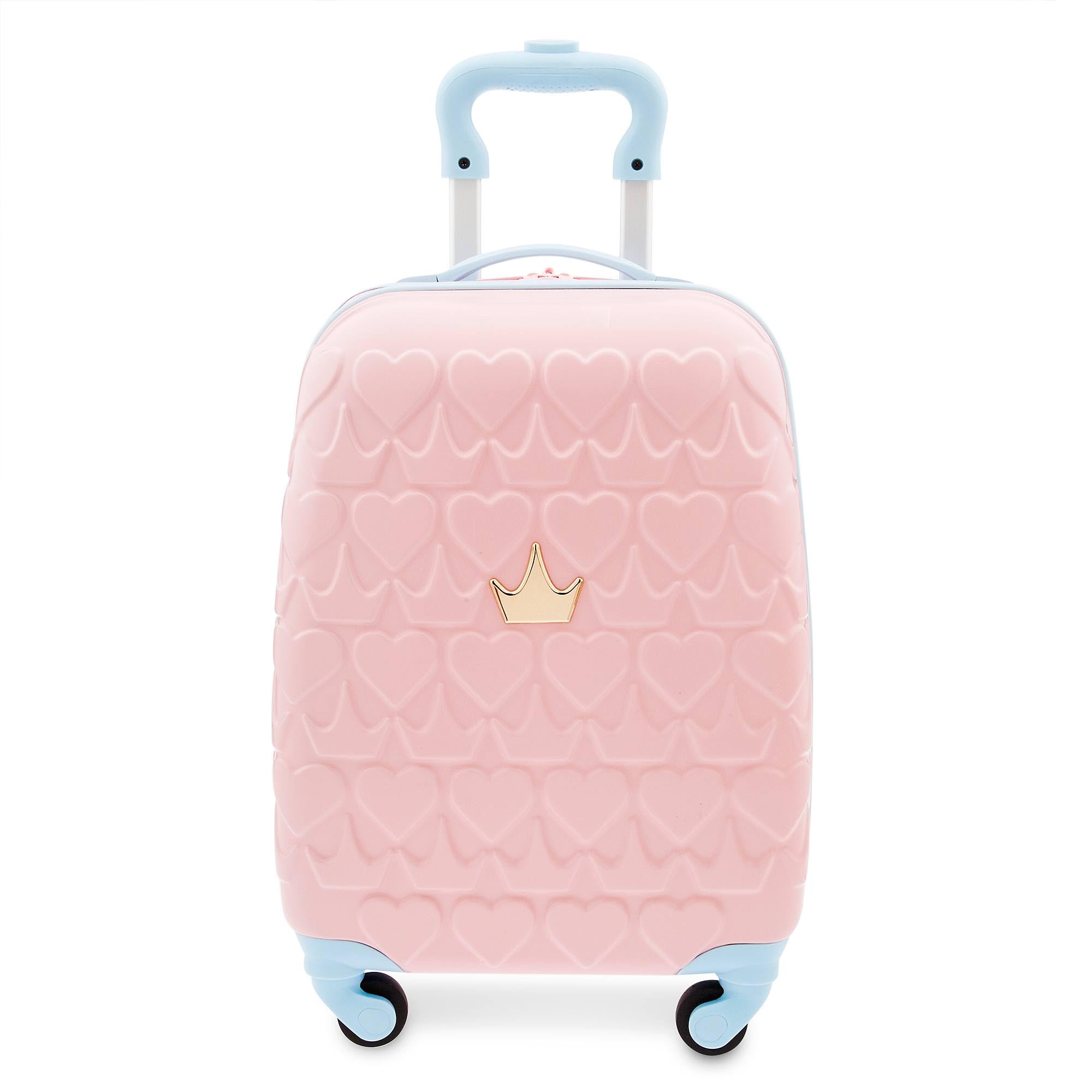 Disney Store Official Valigia Principesse Disney Rosa, 46 x 30 x 20 cm, Valigia per Bimbi con Manico telescopico e Ruote multidirezionali, ornata con Motivo di Cuori e corone