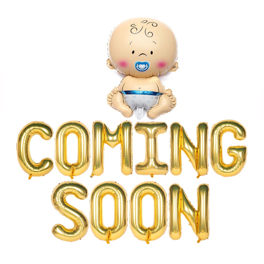Atpata Funky Baby Shower Title Phrase Text Foil Balloons for Baby Announcement/Baby Shower Party Decoration (Baby Coming Soon)