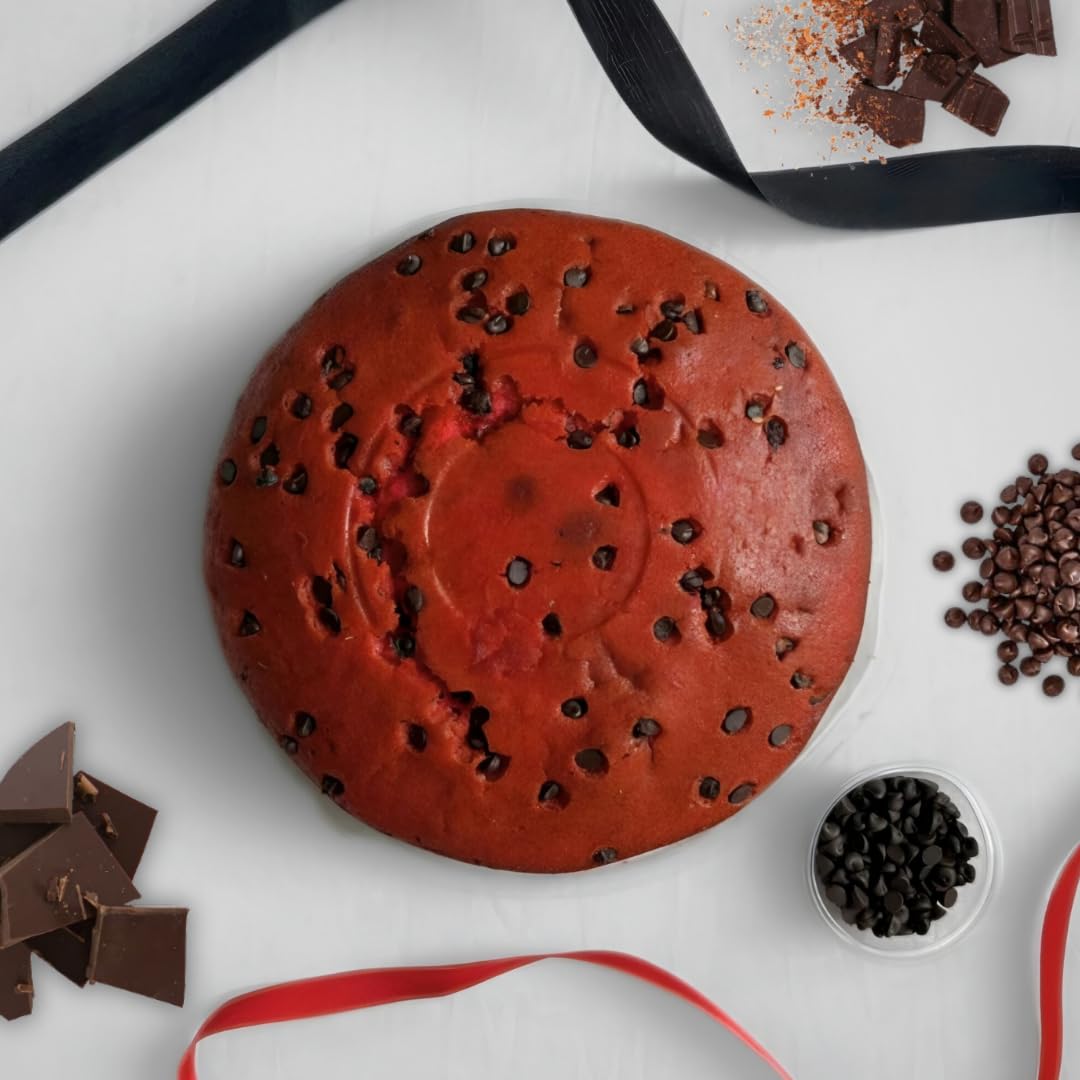 Kabir Cakes Red Velvet Cake Creamless With Dark Chocolate Chips Eggless, Cake Gift's For Friends, Colleague, Employees, New Year Party, Birthday (400 Gr)-image-39