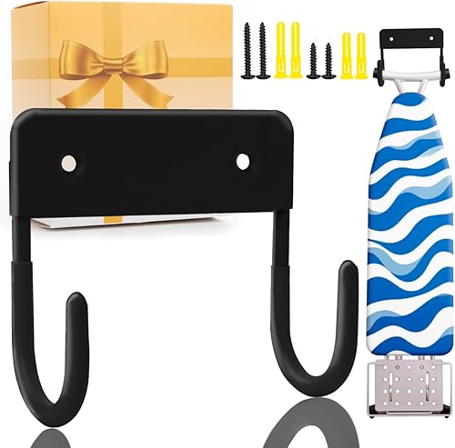 Miniatura 8 de Soporte de Pared para Tabla de Planchar, Colgador de Tabla de Planchar de Pared de 5 Pulgadas, Soporte de Metal para Cuarto de Lavandería, Ahorro de
