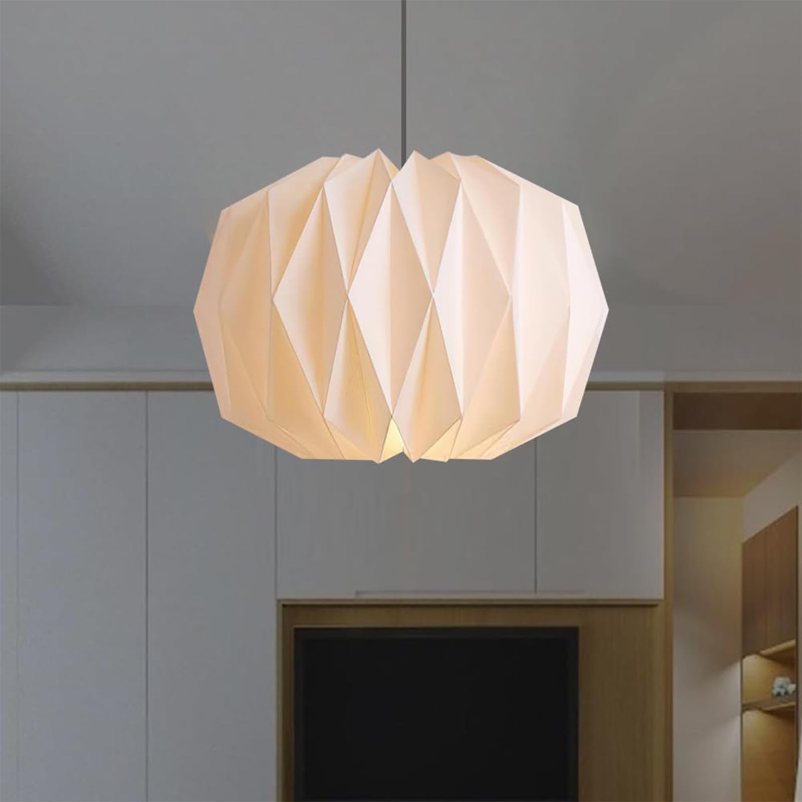 Origami Papier Lampenschirm Kürbis-Form - Skandinavische Pendelleuchte Für Wohnzimmer & Esszimmer