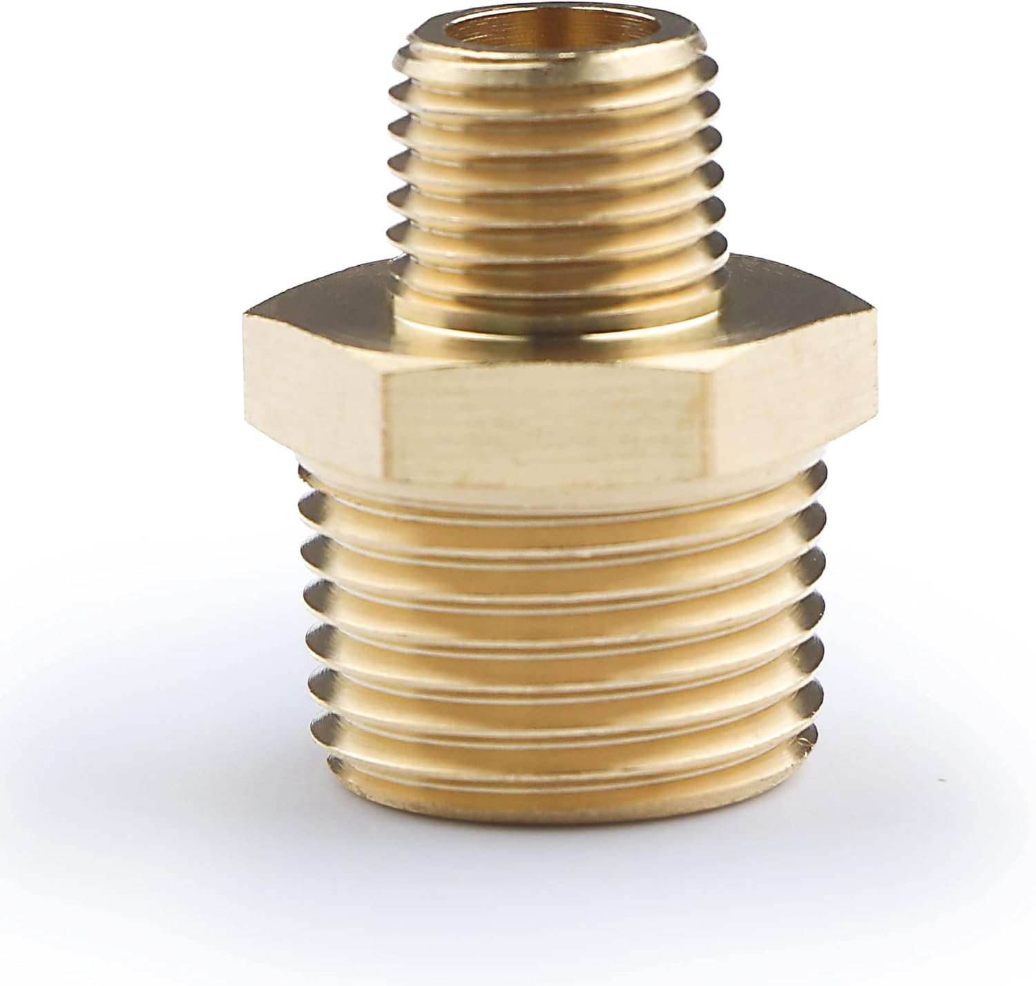 U.S. Solid Brass Pipe Fitting, Hex Nipple, 1/4" x 1/4" NPT Male Pipe Adapter