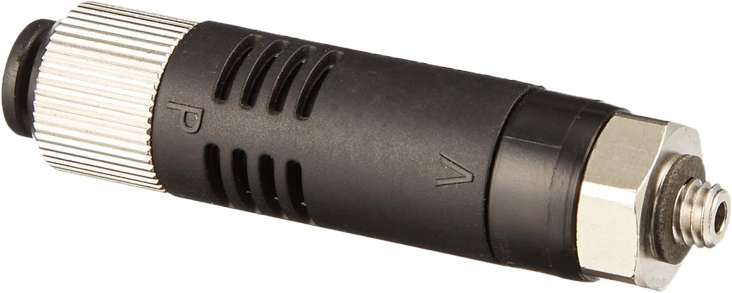 VMK054M5 Inline Vacuum Venturi with an Internal Silencer, 0.5 mm Diameter, 4 mm Port, 10-32 UNF