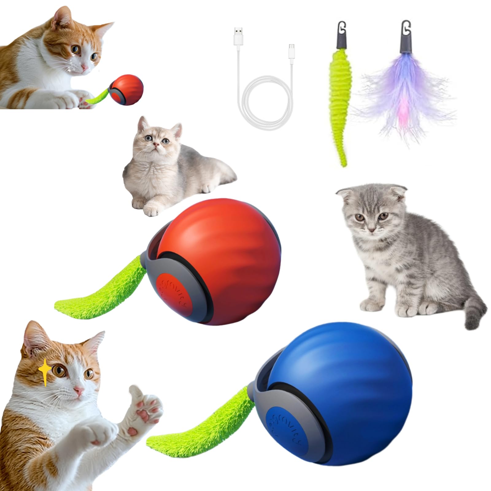 Generic 2026 Upgraded Self-Moving Cat Toy Ball
