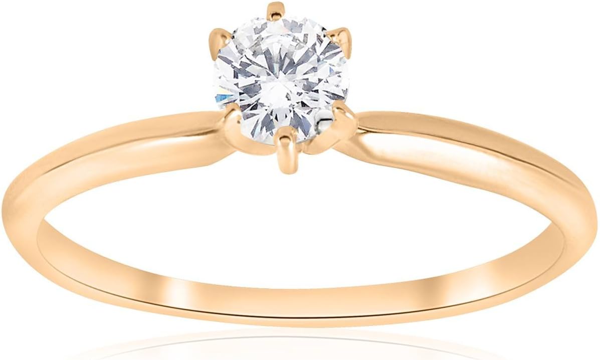 Pompeii 14k Yellow Gold 1/4ct Round Diamond Solitaire Engagement Ring