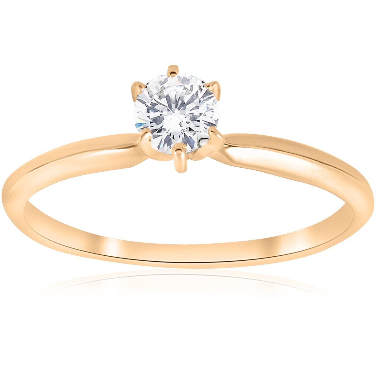 P3 POMPEII314k Yellow Gold 1/4ct Round Diamond Solitaire Engagement Ring