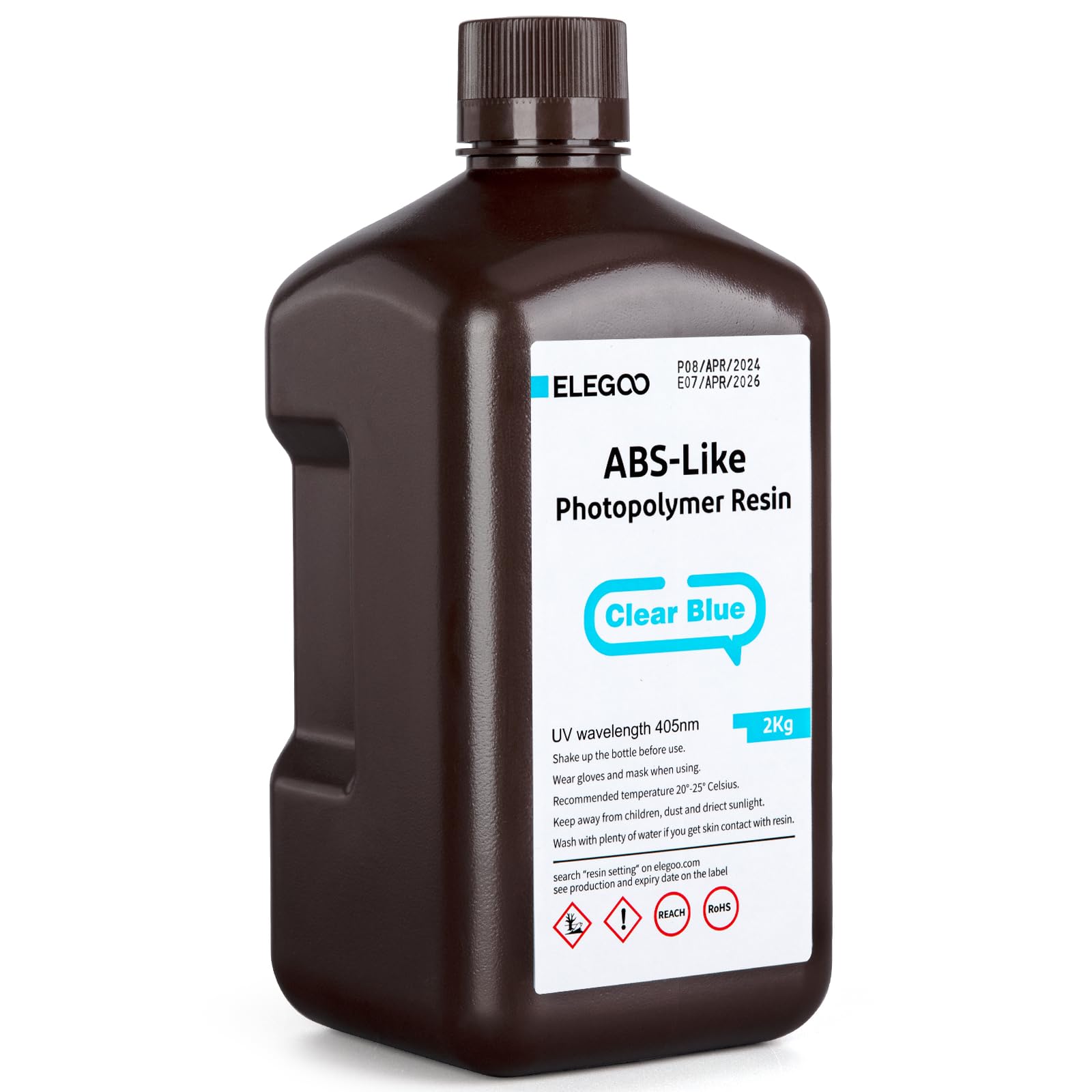 ELEGOO ABS-Like 3D Printer Resin, Clear Blue 2KG, High Toughness & Tensile Strength & Bend Flexibility Ideal for Industrial Components for LCD/MSLA 3D Printing