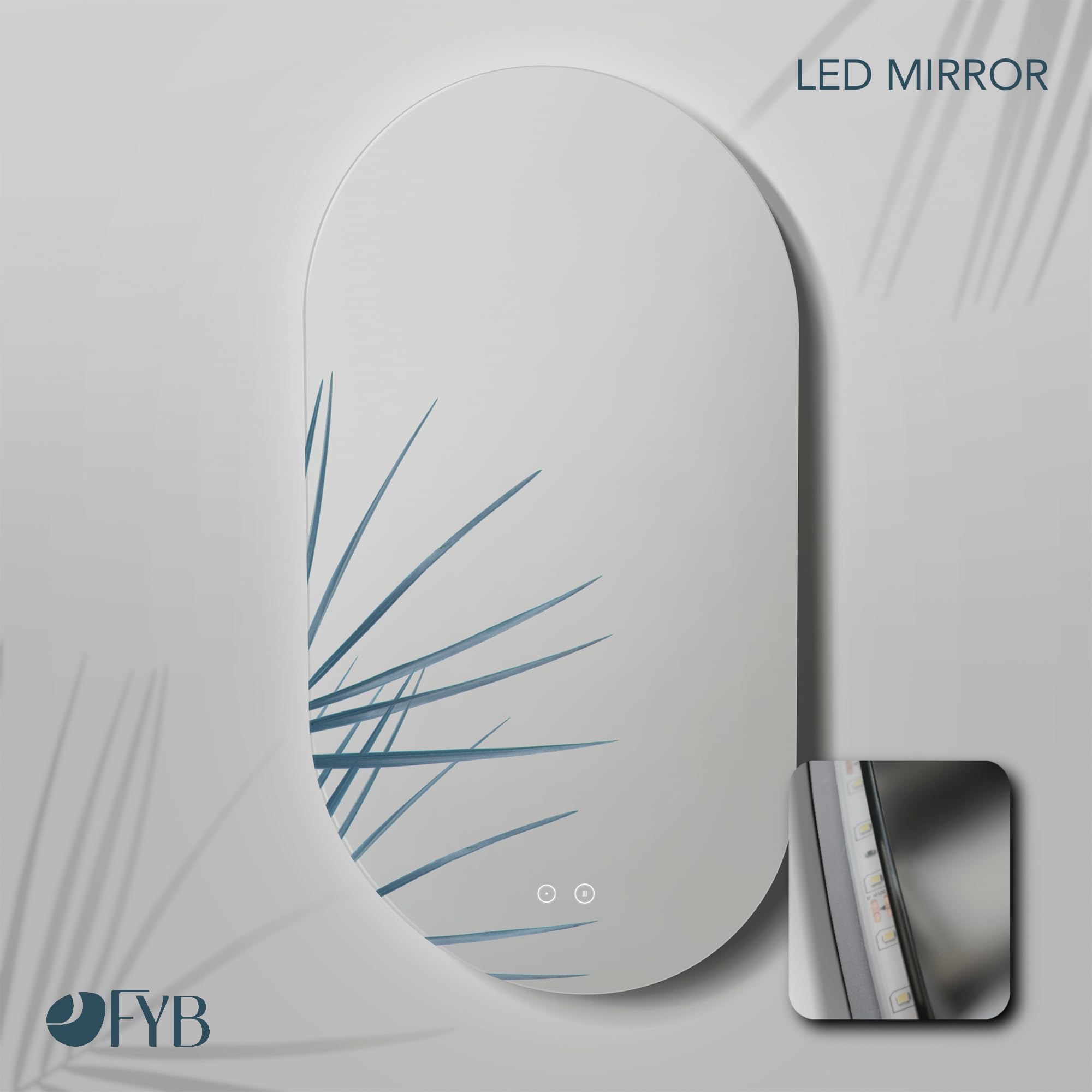 Mueble de Baño Wolf 60 cm Marrón Madera con Encimera Cerámica y Espejo Ovalado LED Antivaho, Lavabo Incluido, 2 Cajones Soft Close, Diseño Suspendido y Compacto para Baños Pequeños
