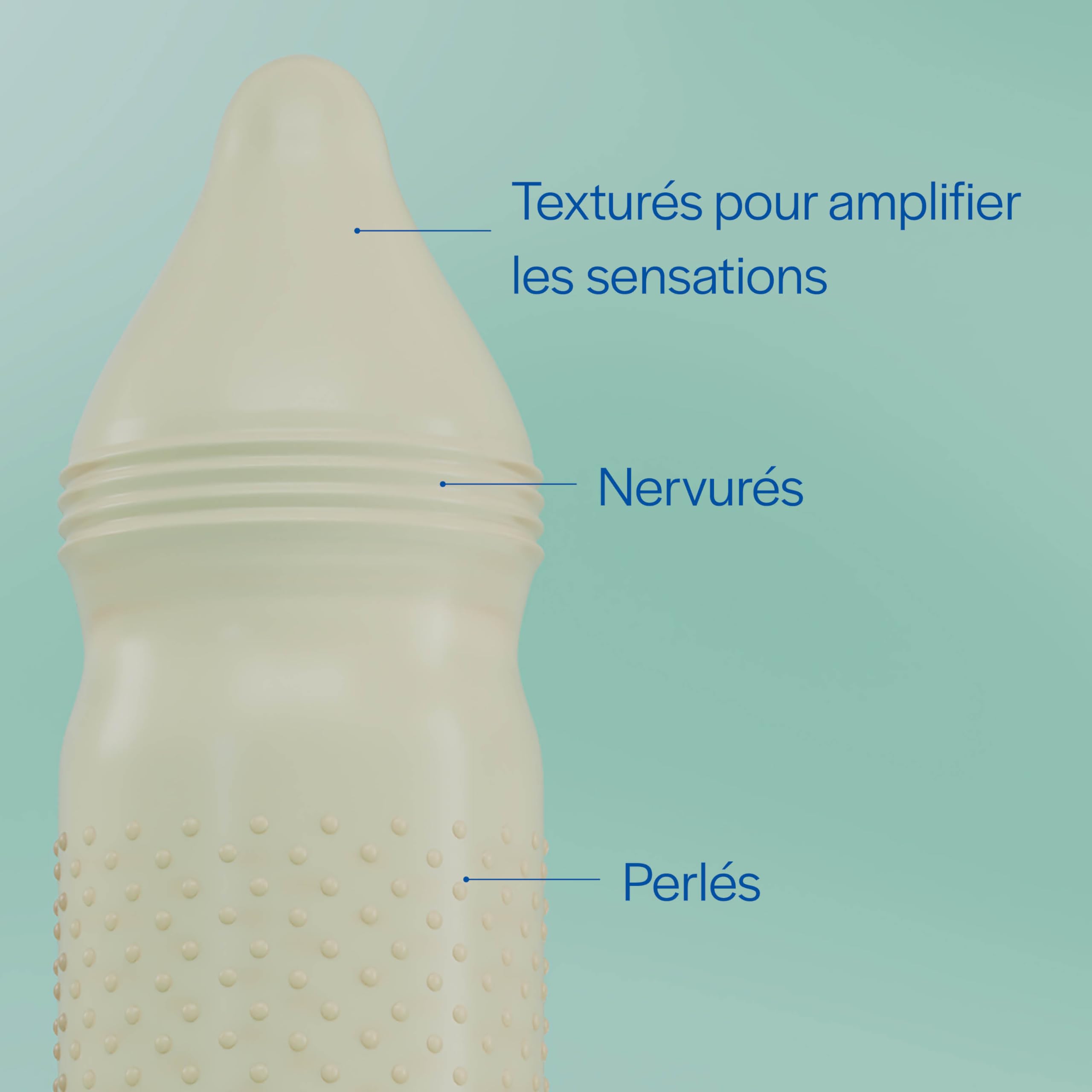 MY LUBIE - Pack de 3 x12 Préservatifs Fins - Perlés & Nervurés, Vegan et Sains - Taille Standard 54mm - Sensations Décuplées et Solidité - Qualité Premium (Standard (Pack de 3))