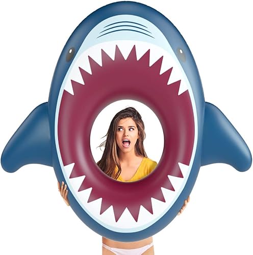 Miniatura 4 de Jasonwell Flotador inflable de tiburón para piscina y flotador de piscina Jasonwell Beer Pong