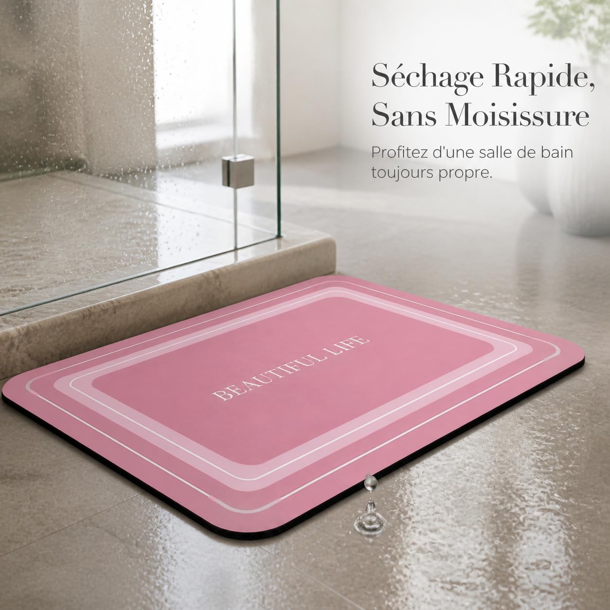 Tapis Bain Diatomée Séchage, Marron crème, 80x120cm