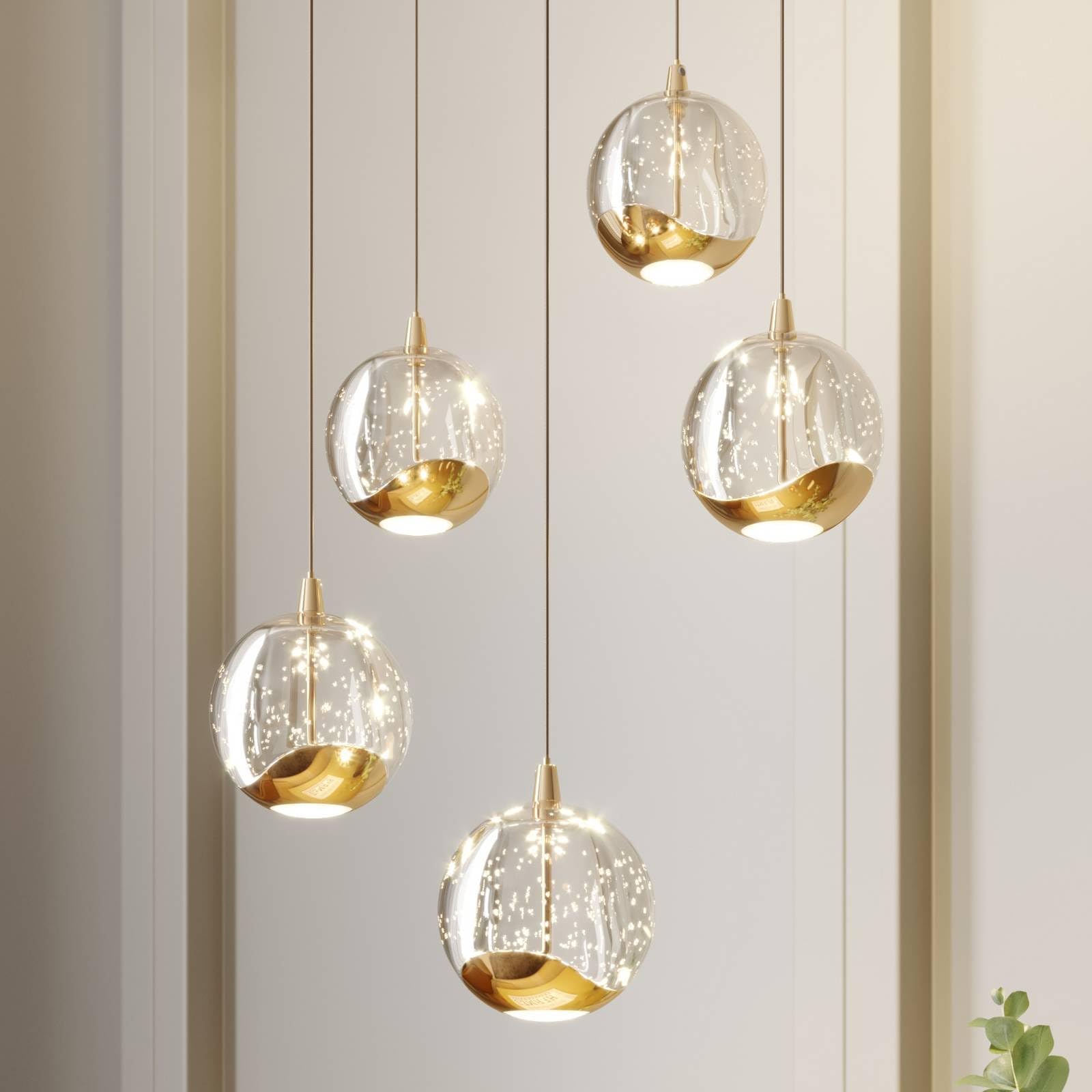 Lampada a sospensione Lucande Diborah, colorata, vetro, 40 cm, G9