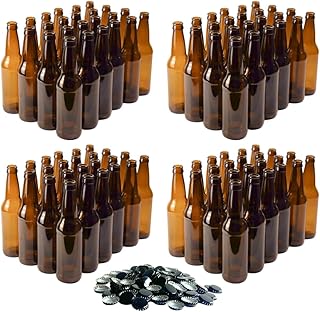 FastRack Amber Beer Bottles 12oz (Pack of 96) | Longneck Glass Beer Bottles with Pry-off Crown Finish for Home Brewing Mead, Cider & Kombucha | Durable Brewing Bottle & Bottling Kit