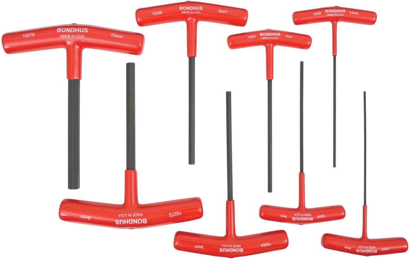 Bondhus 15287 Set of 8 Hex T-handles, 6" Length, sizes 2-10mm