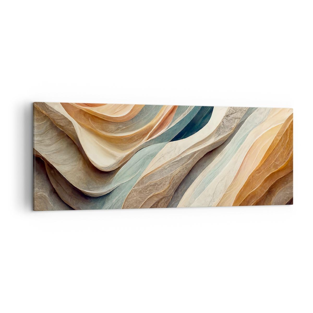 Cuadro sobre Lienzo 140x50cm Moderno Panorámico Abstracto Pastel - 5696 | Textura Patrón Brillante Cuadro Decorativo Grande Arte mural Decoración del Hogar Salón Dormitorio Oficina Cuadros de Pared