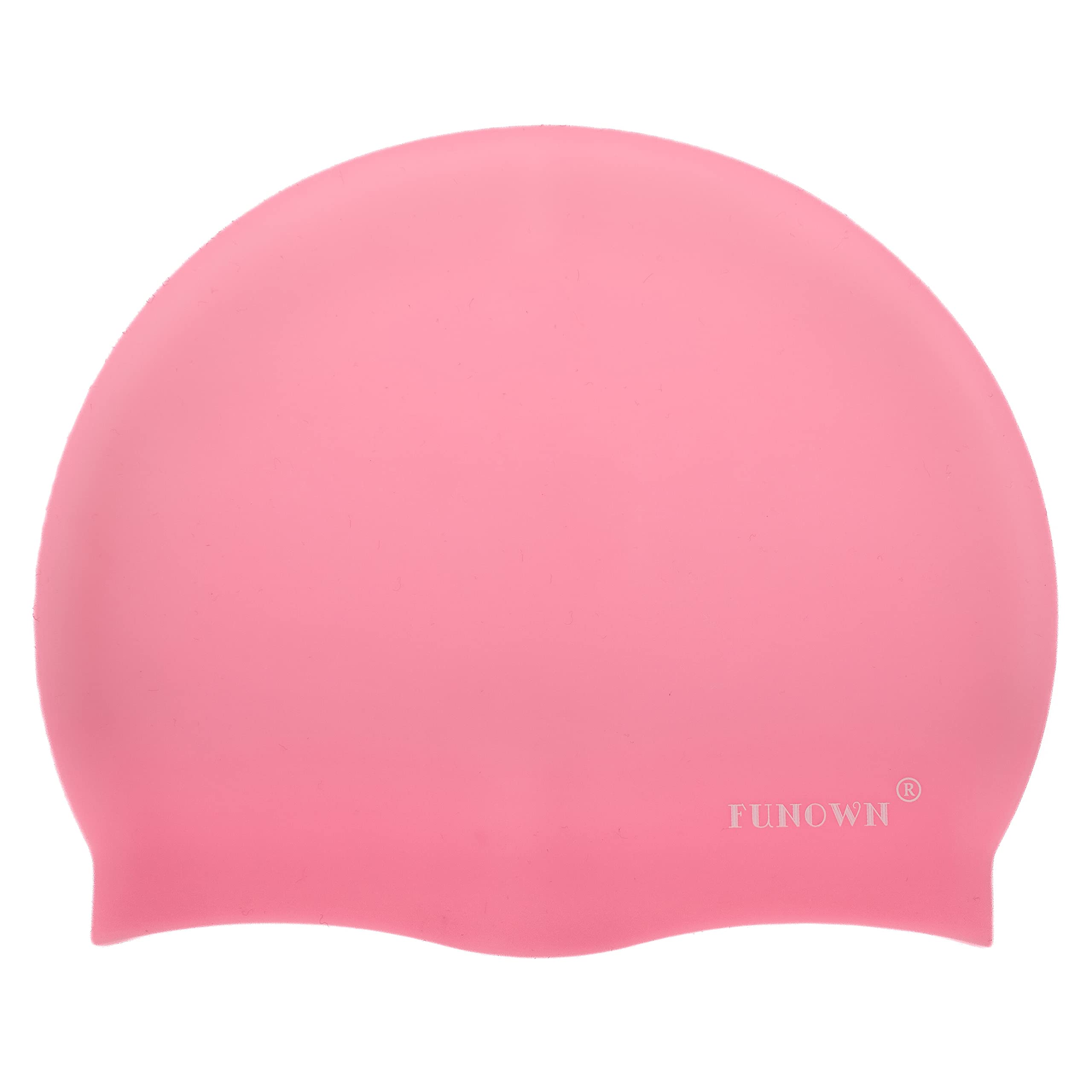 FUNOWN Swimming Caps, Silicone Swim Cap Swimming Hats Anti-Slip Waterproof Bathing Cap for Long Hair Women and Men Aldult Kids