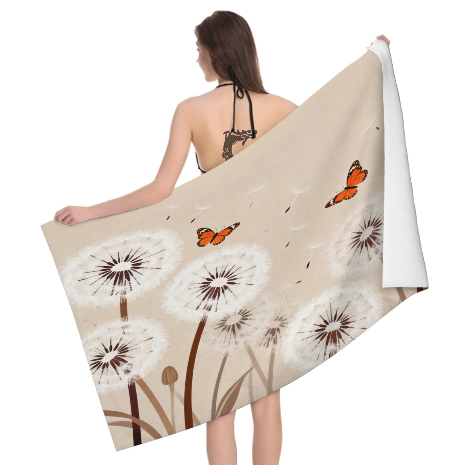 Leichong 3D Dandelion Beach Towel Large Microfiber Soft Quick Dry for Adults, Snowy Dandelion Bath Towel Lightweight Soft Absorbent for Travel Swimming Pool Sports, 180 x 90 cm